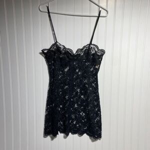 Vintage Gold Label Victoria’s Secret Black Sheer Lace Babydoll Slip Lingerie M